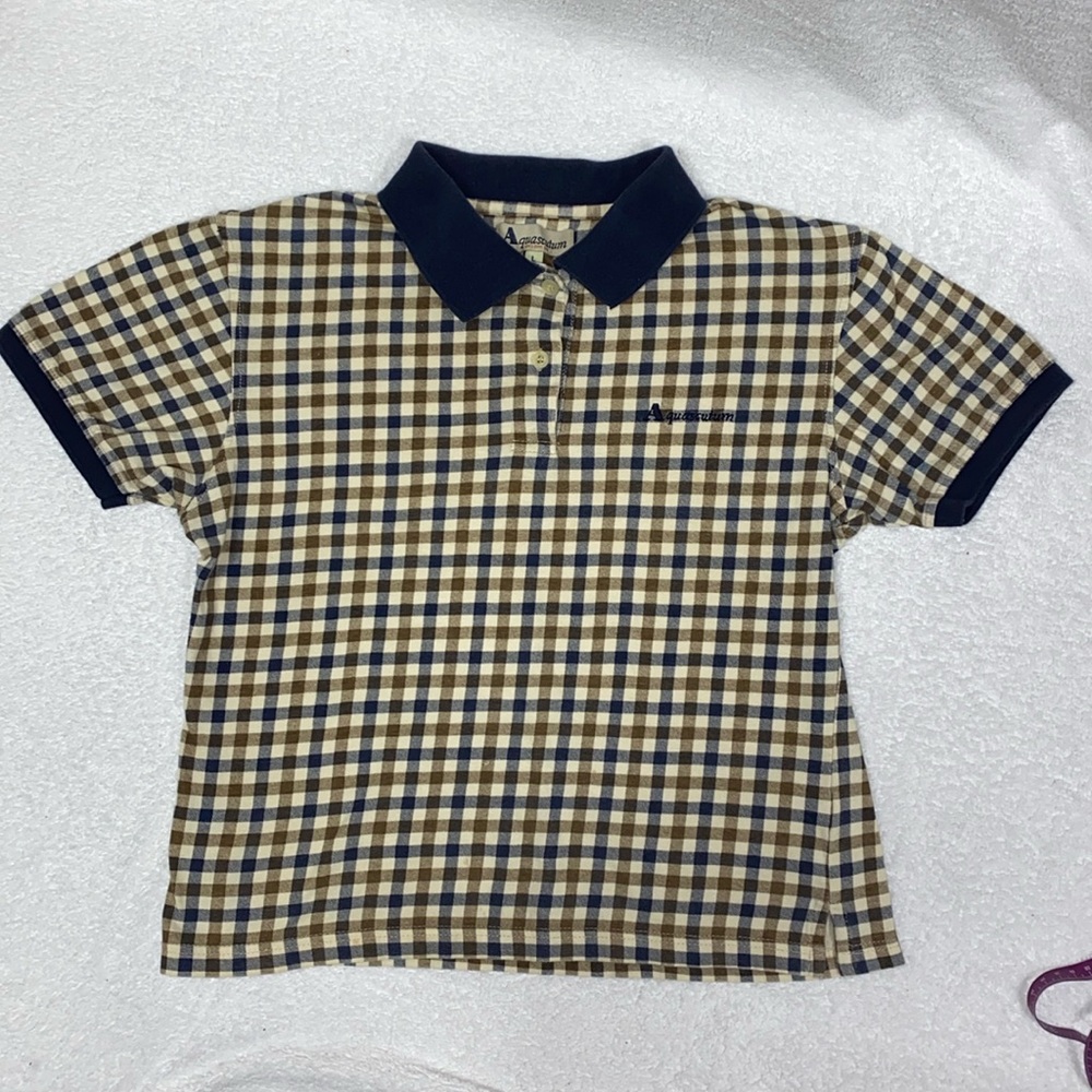 Aquascutum ACTIVE CLUB CHECK PIQUET POLO boys large
